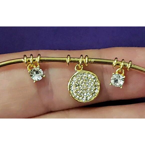 No Boundaries Sterling Silver 14KT Flash Gold Plated CZ Crystal Cuff Bracelet - Picture 4 of 10